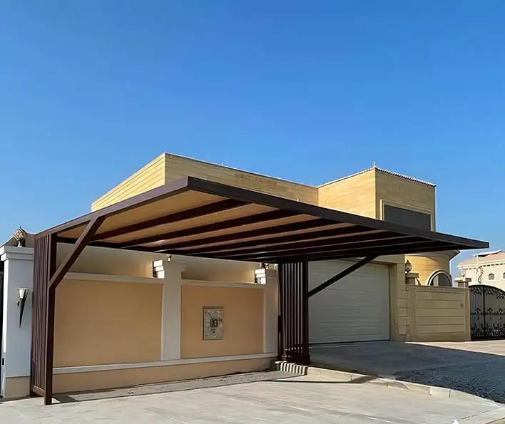 مظلة سيارات كابولي خشبية المظهر